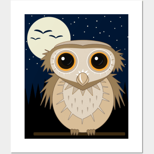 Owl at night Posters and Art